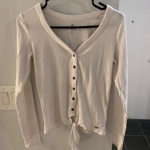 Hollister ribbed button up with tie detail